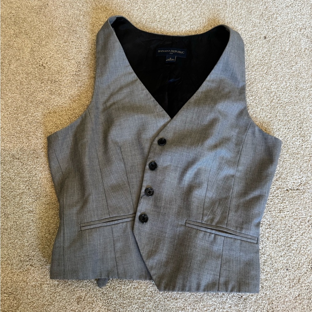 Banana Republic Gray Tailored Vest